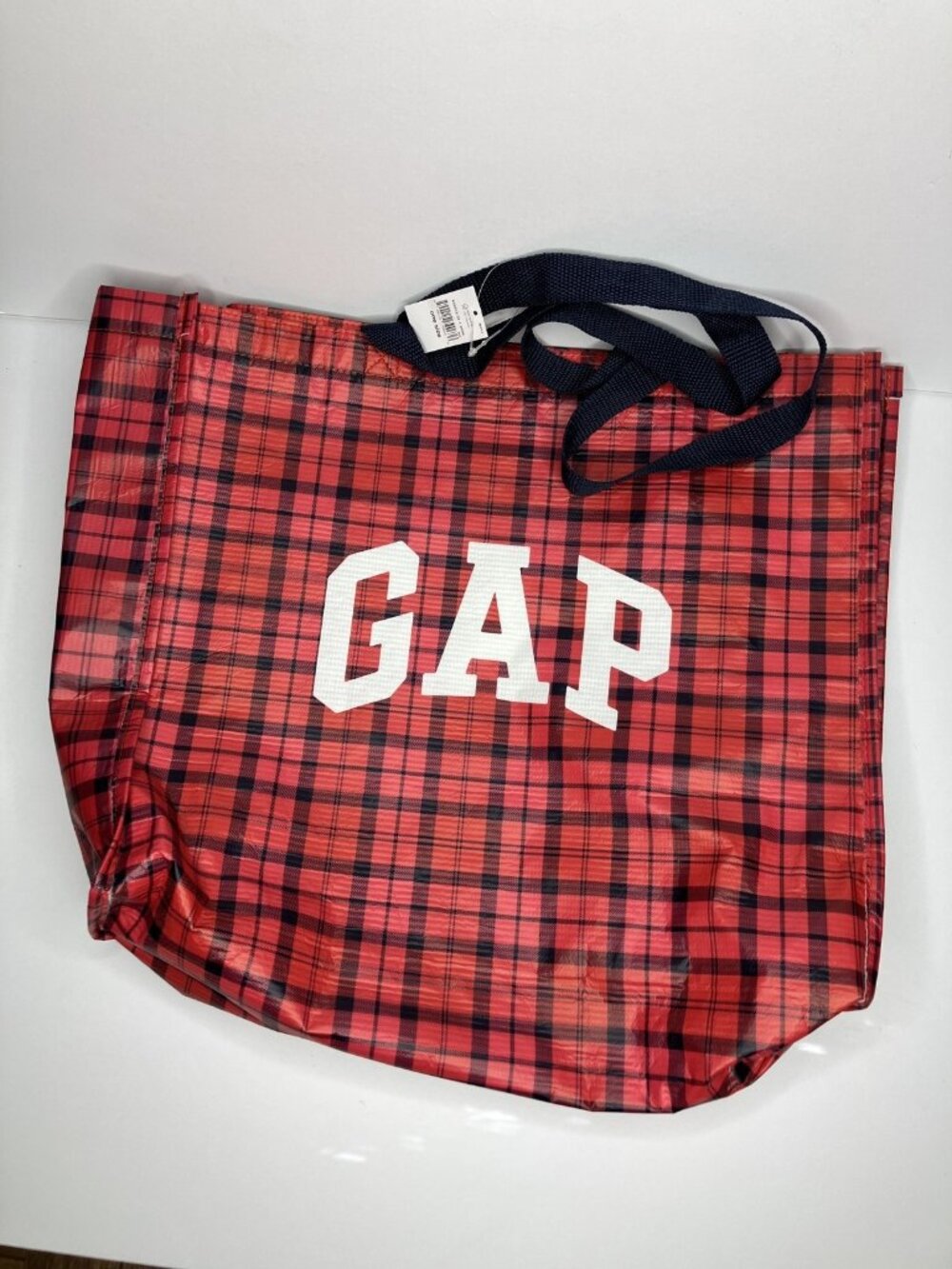 New GAP Plaid Reusable Tote Bag Red Black Buffalo Check One Size Recycled